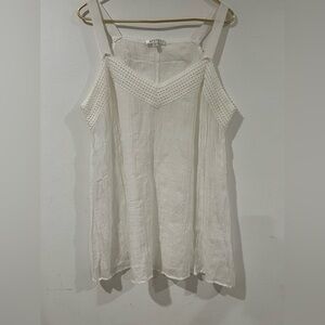 Spense Womens boho  Rayon White Flowy Sleeveless TankBlouse Ocean Breeze XL NWOT